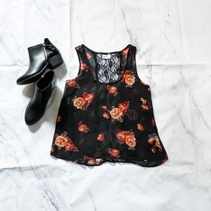 Floral Sheer Sleeveless Blouse